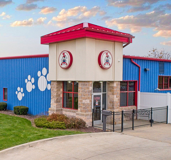 The storefront view of an All American Pet Resorts location